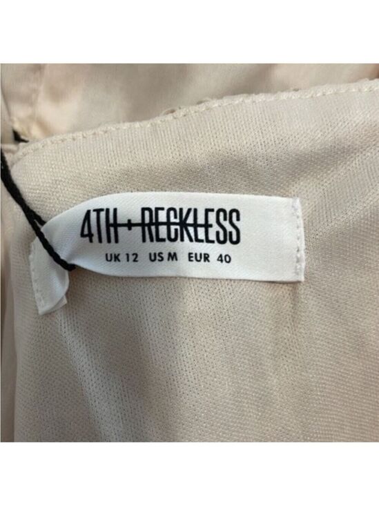 4TH & RECKLESS Rogue Cream Ruched Bodycon Mini Dress M Criss Cross Back NWT - Picture 10 of 12